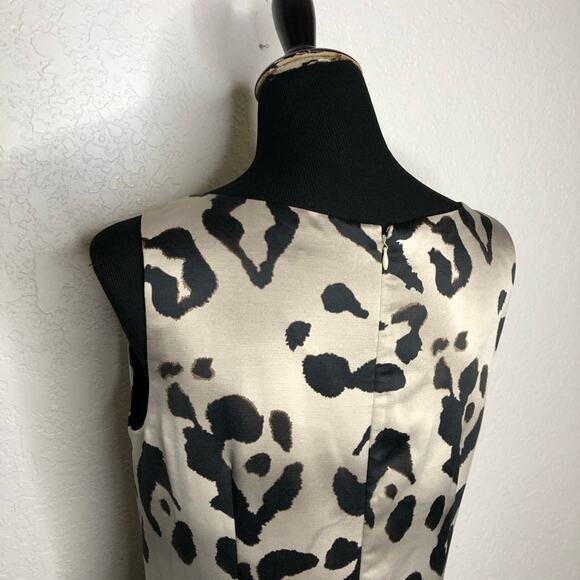Ann Taylor cream black animal print sleeveless sheath dress size 10 - Picture 10 of 15